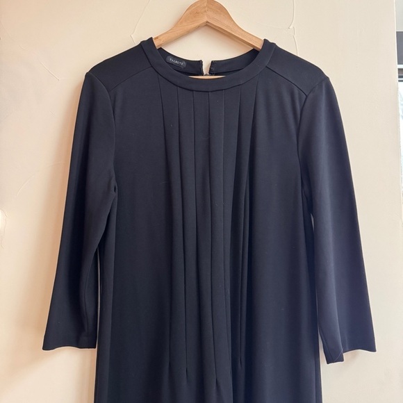 Talbots Black Long Sleeve Pleated Front Midi Shift Womens Size 12 - Picture 3 of 13